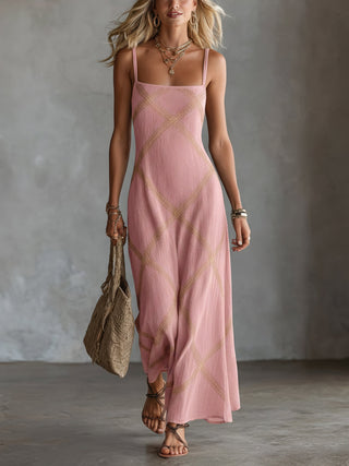 Vittoria – Geometrisches Maxikleid Schwarz-Camel