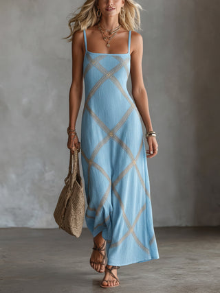 Vittoria – Geometrisches Maxikleid Schwarz-Camel
