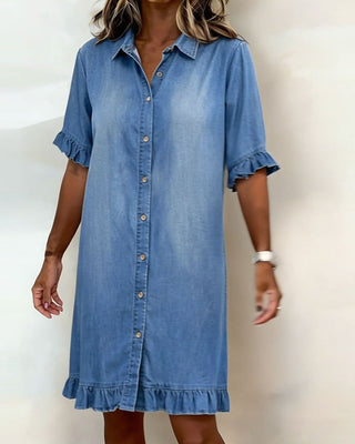 Belinda | Bequemes Jeanskleid mit schmeichelnder Raffung