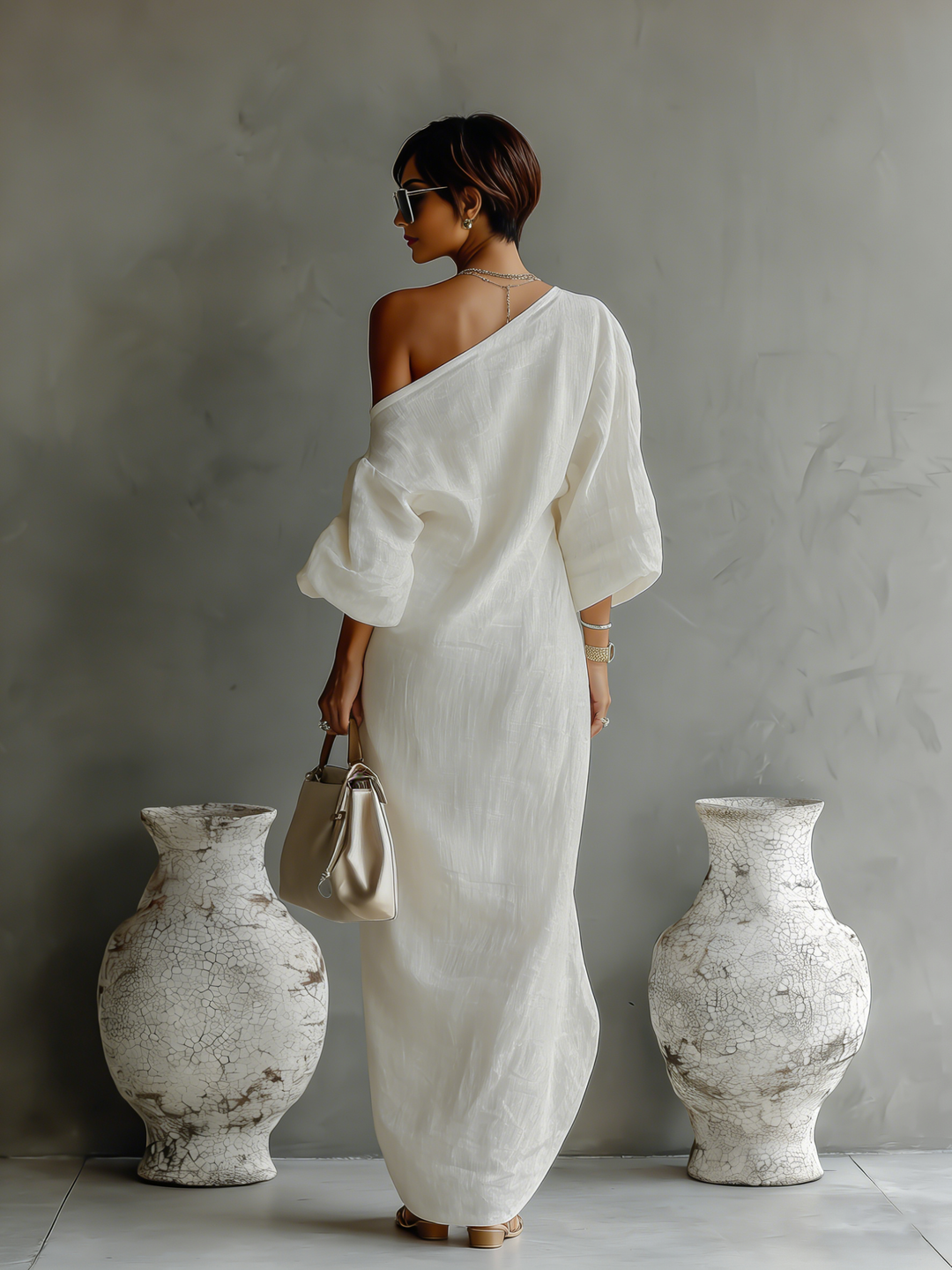 Elowen | Minimalistisches One-Shoulder-Maxikleid