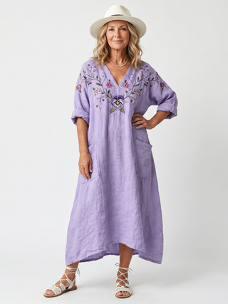 NAEL BERLIN | Boho-Midikleid mit Stickerei und Taschen Sandrine