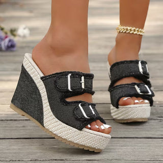 Atelier | Keilsandalen mit Fransenkante