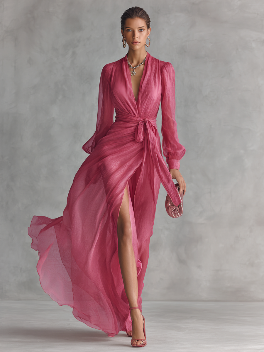Ava | Romantisches Maxikleid mit Bindegürtel