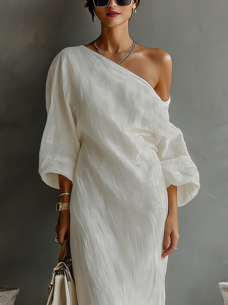 Elowen | Minimalistisches One-Shoulder-Maxikleid