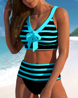 Laluna® | Gestreifter Bikini mit hoher Taille
