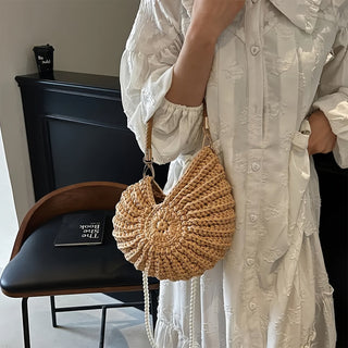 Tea – Geflochtene Tote-Bag mit Kettenriemen – Kamel