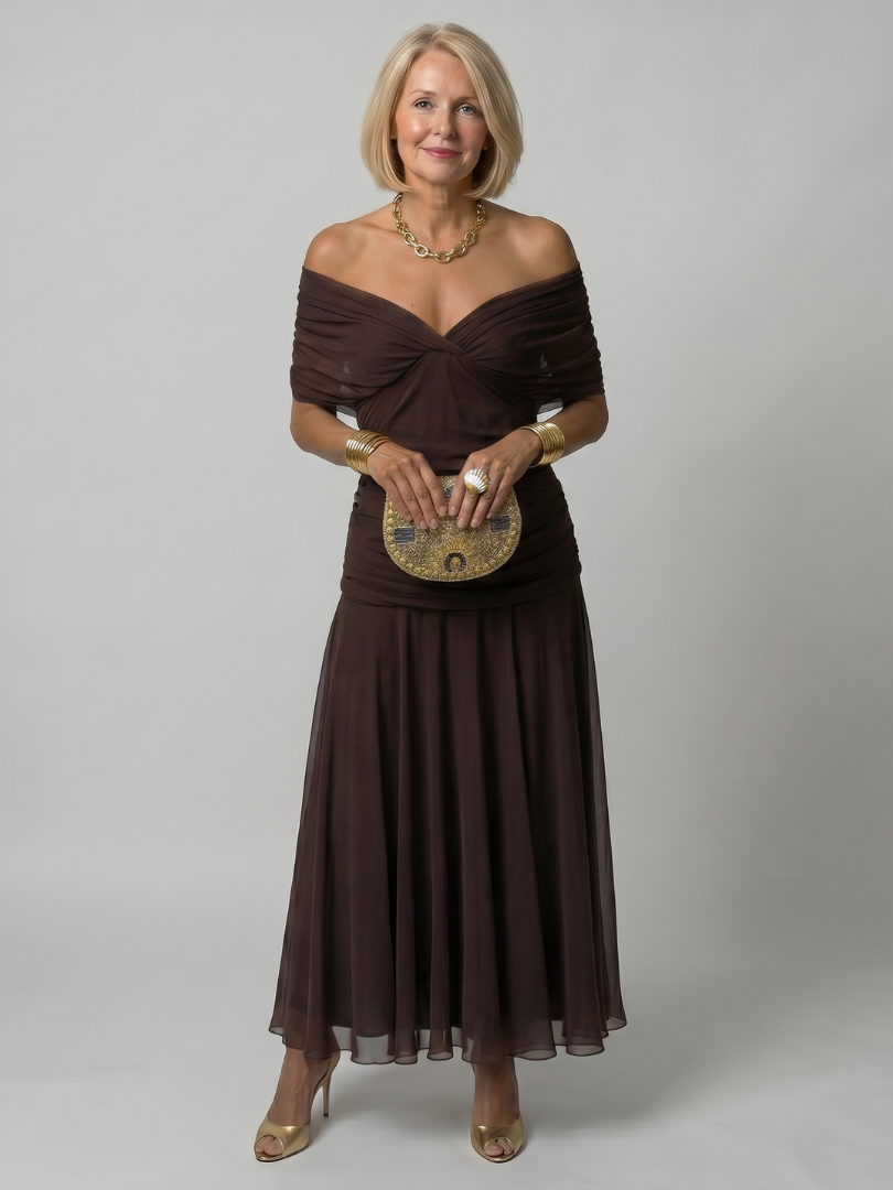 Calen | Off Shoulder Midi Kleid