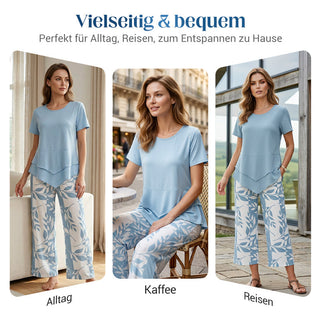 Mari | Freizeit-Set mit Rundhals-Oberteil (mehrlagig) & extrawiter Hose – bequem, luftig & vielseitig – ideal für Alltag & Reisen