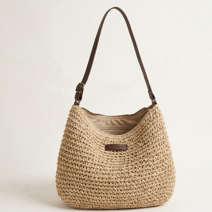 Simona – Elegante Geflochtene Tasche – Beige