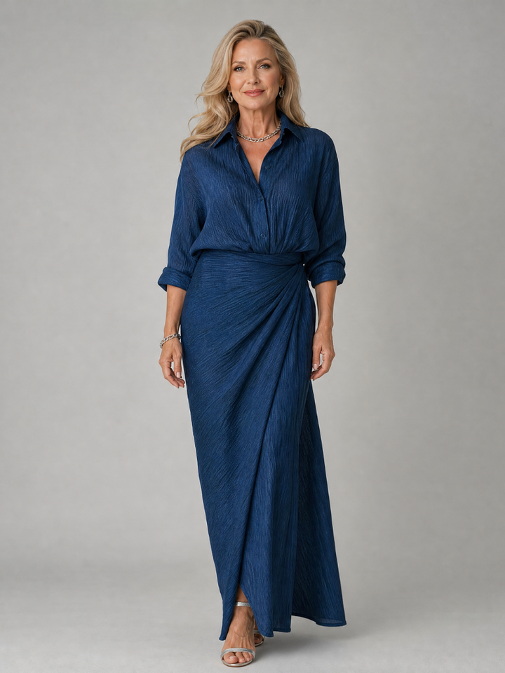Mirque | Maxikleid mit langen Ärmeln und Wickeloptik