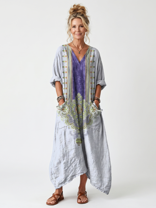 NAEL BERLIN | Boho-Midikleid mit Kontrast-Stickerei Véronique