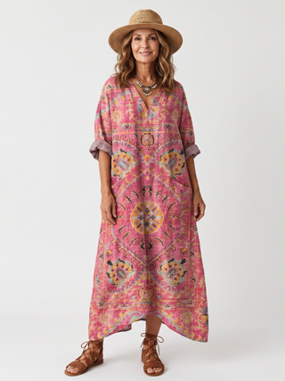 NAEL BERLIN | Bedrucktes Boho-Midikleid mit Taschen Margot
