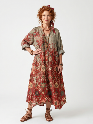 NAEL BERLIN | Bedrucktes Boho-Midikleid mit Taschen Sylvie