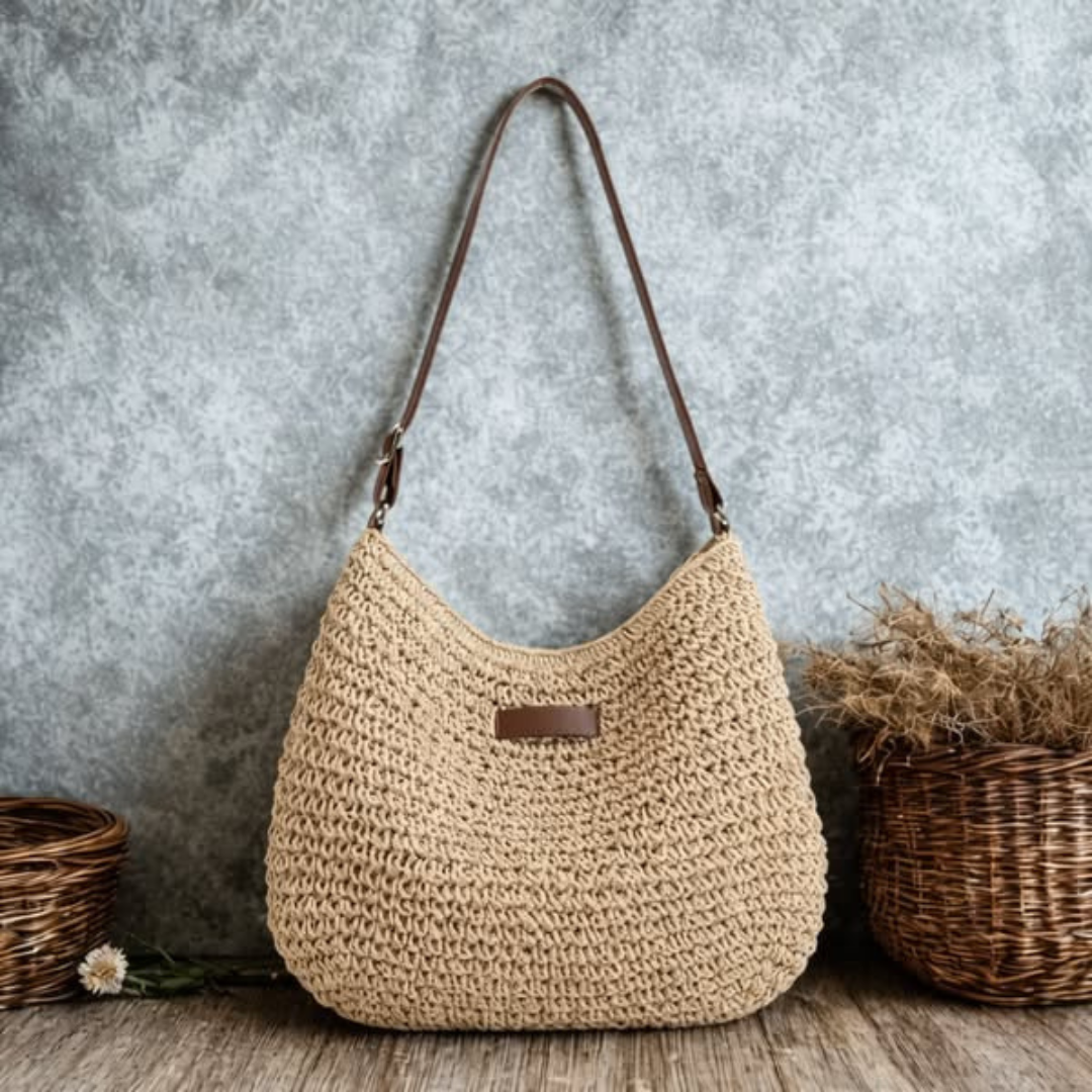 Simona – Elegante Geflochtene Tasche – Beige