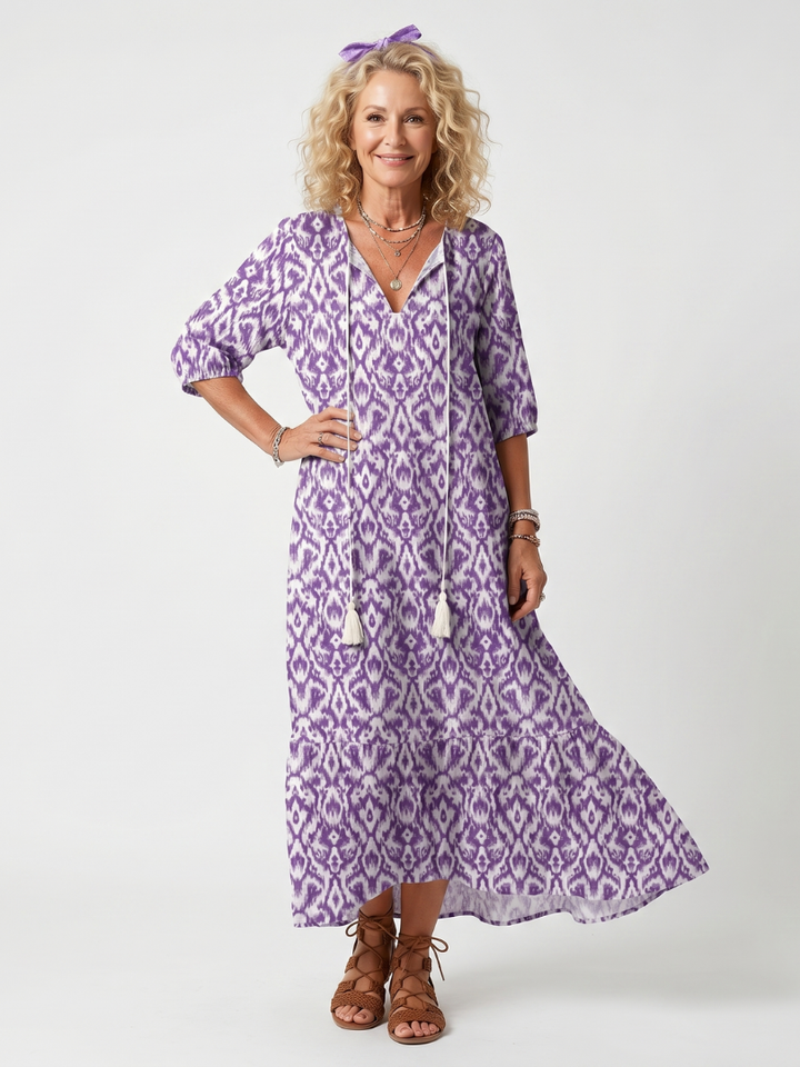 NAEL BERLIN | Bedrucktes Boho-Midikleid mit Bommeln Brigitte
