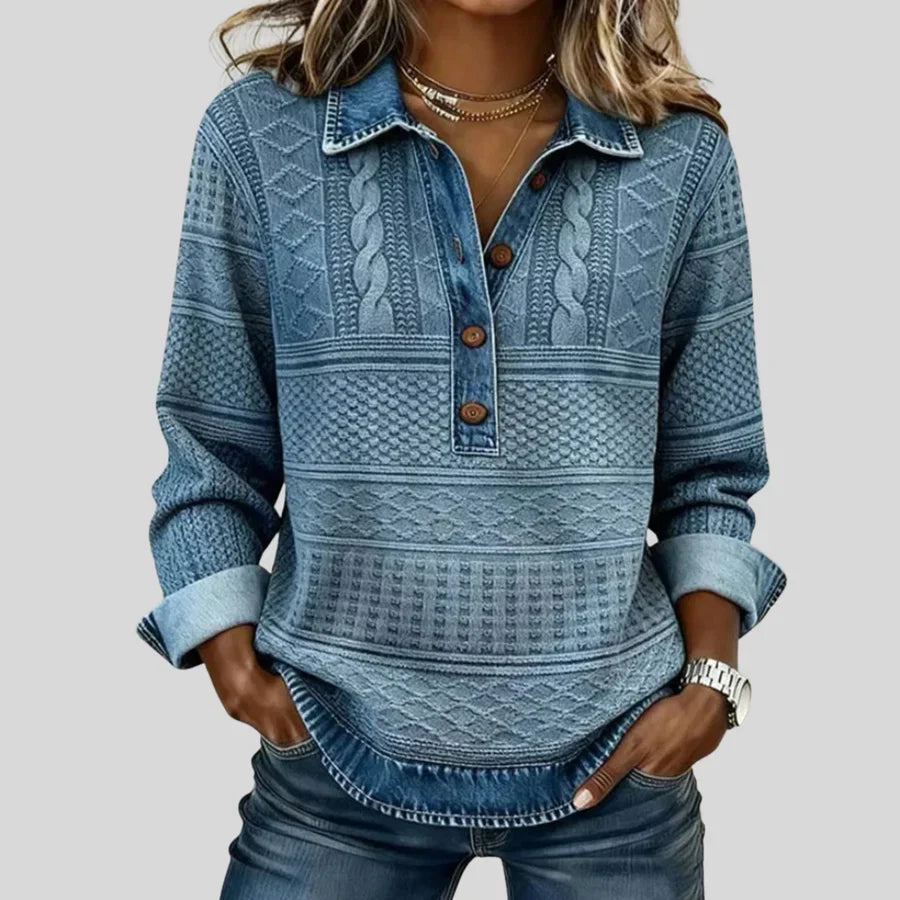 Azalea – Vintage Zopfmuster-Pullover mit Kragen