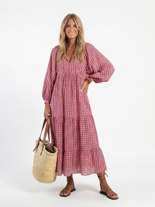 NAEL BERLIN | Geometrisches Boho-Midikleid zum Binden Isabelle