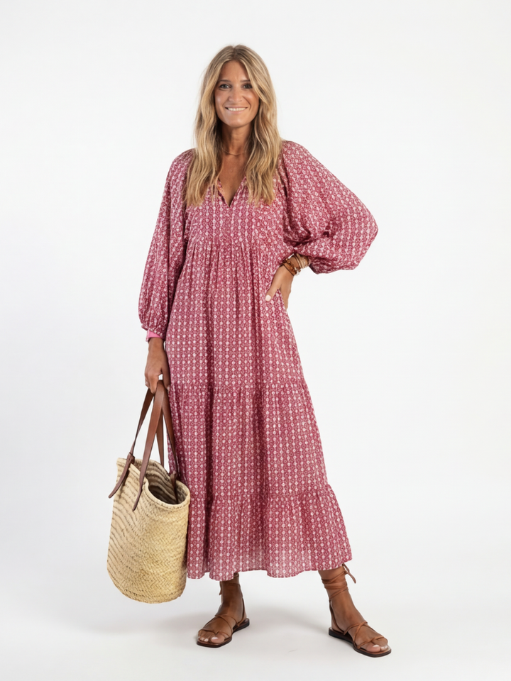 NAEL BERLIN | Geometrisches Boho-Midikleid zum Binden Isabelle