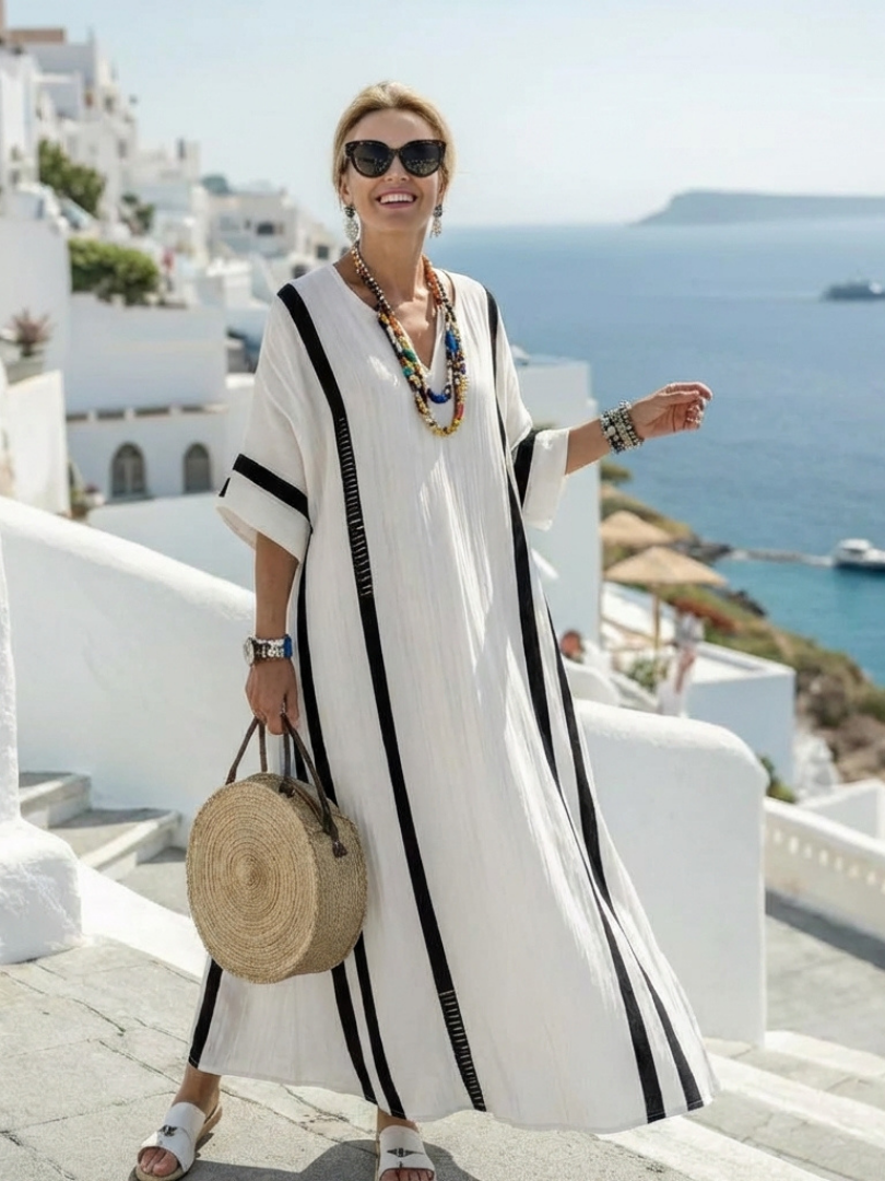 Lola | Maxikleid mit Color-Block-Streifen