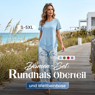 Mari | Freizeit-Set mit Rundhals-Oberteil (mehrlagig) & extrawiter Hose – bequem, luftig & vielseitig – ideal für Alltag & Reisen