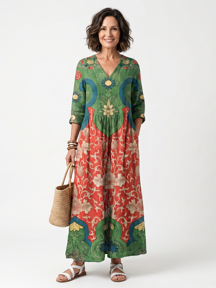 NAEL BERLIN | Geblümtes Boho-Midikleid mit gerafter Taille Amélie