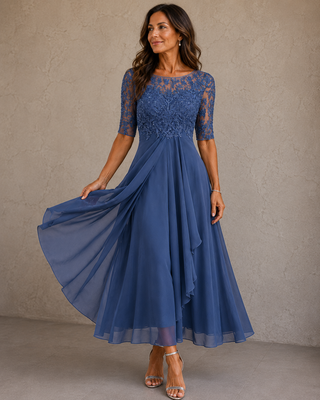 Abella – Spitzen- und Chiffonkleid