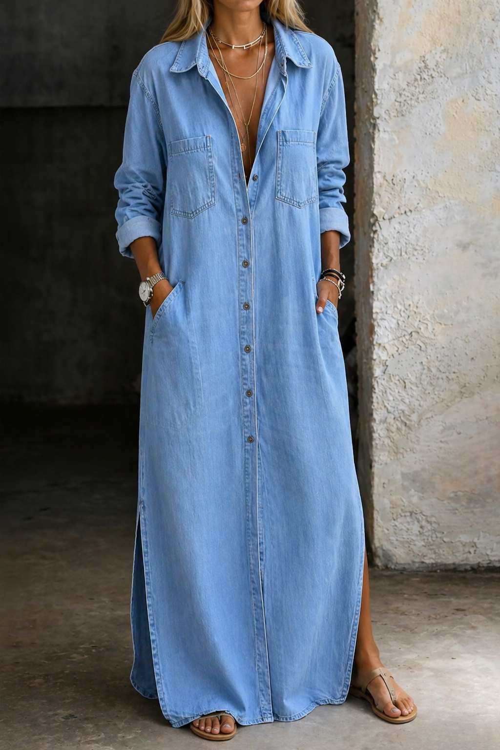 Delana | Jeanskleid mit Knopfleiste