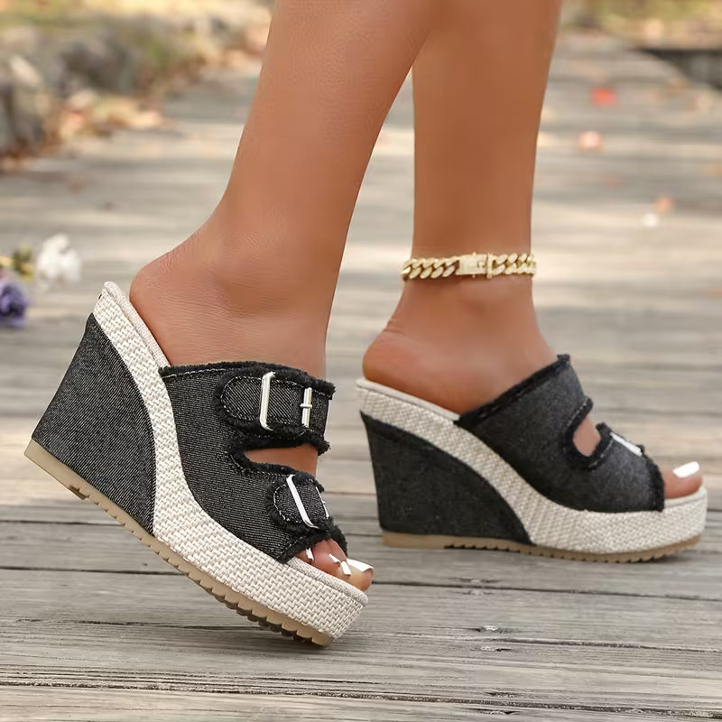 Atelier | Keilsandalen mit Fransenkante