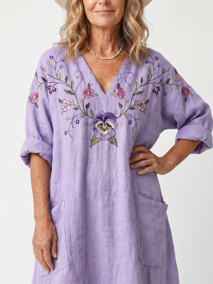 NAEL BERLIN | Boho-Midikleid mit Stickerei und Taschen Sandrine