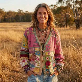 Tamsin – Patchwork Boho Strickjacke