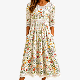 Wildflower – Midikleid mit Blumenstickerei