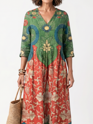 NAEL BERLIN | Geblümtes Boho-Midikleid mit gerafter Taille Amélie