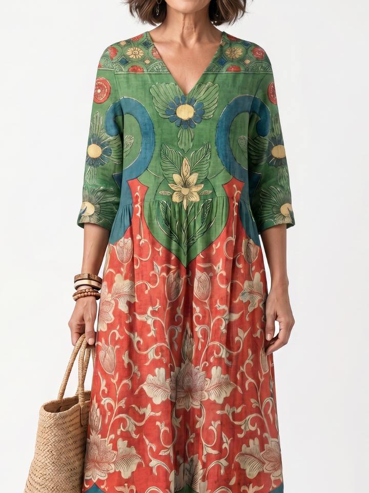 NAEL BERLIN | Geblümtes Boho-Midikleid mit gerafter Taille Amélie