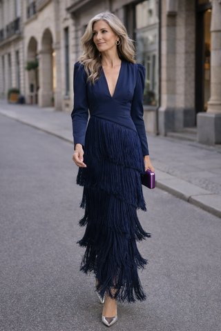 Ida – Chic Abendkleid mit Fransen