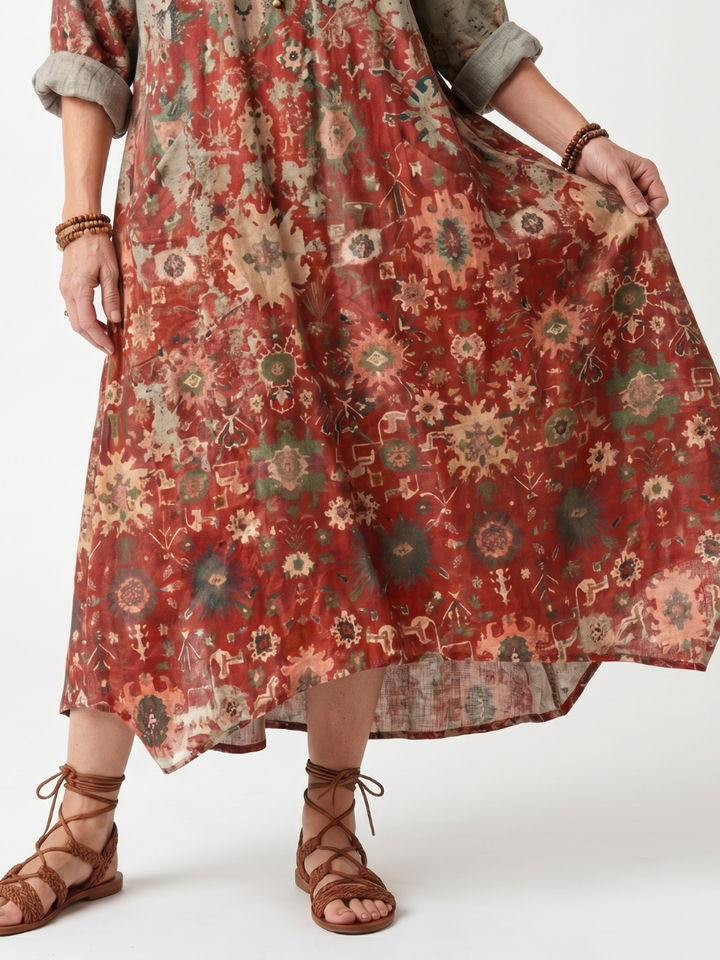 NAEL BERLIN | Bedrucktes Boho-Midikleid mit Taschen Sylvie