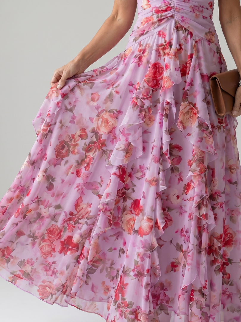 Nori | Halterneck Rüschentop Floral Maxi Kleid