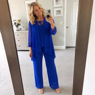 Anouk – Fließendes Jacken- und Weitbein-Hosen-Set