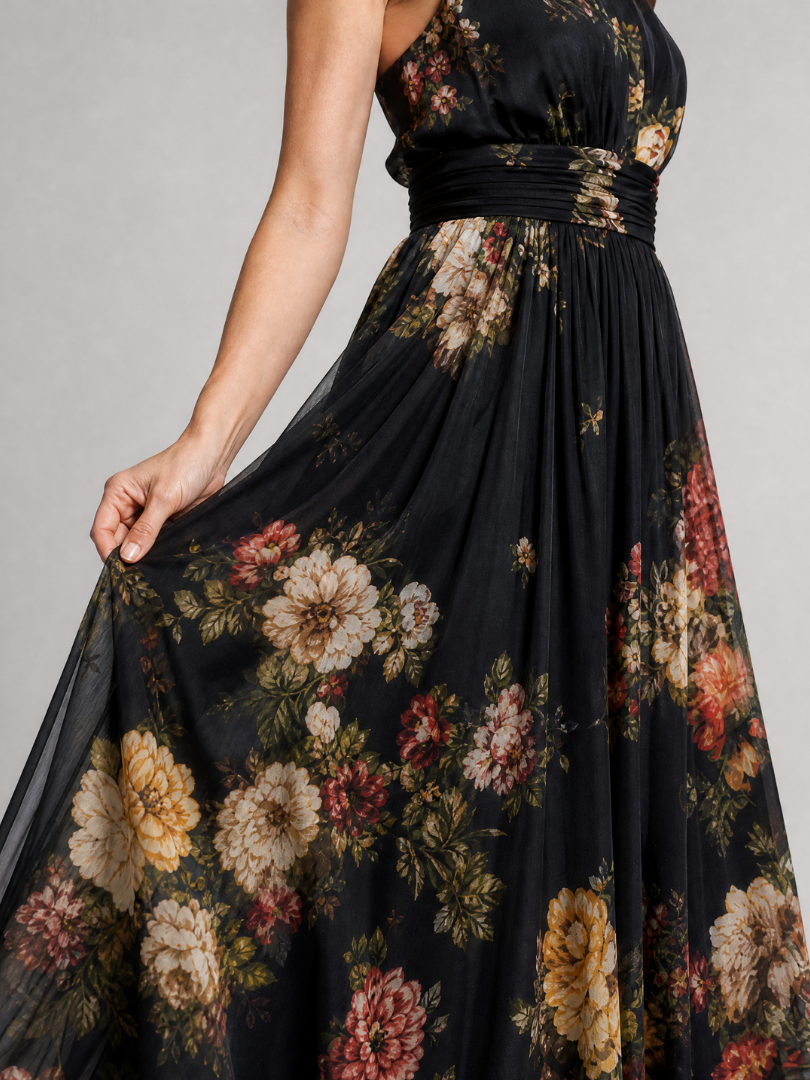 Sior | Floral Halter Neck Midi Kleid