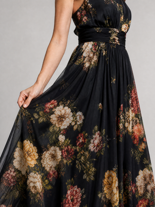 Sior | Floral Halter Neck Midi Kleid