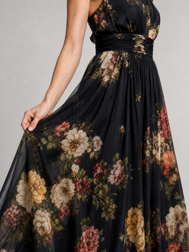 Sior | Floral Halter Neck Midi Kleid