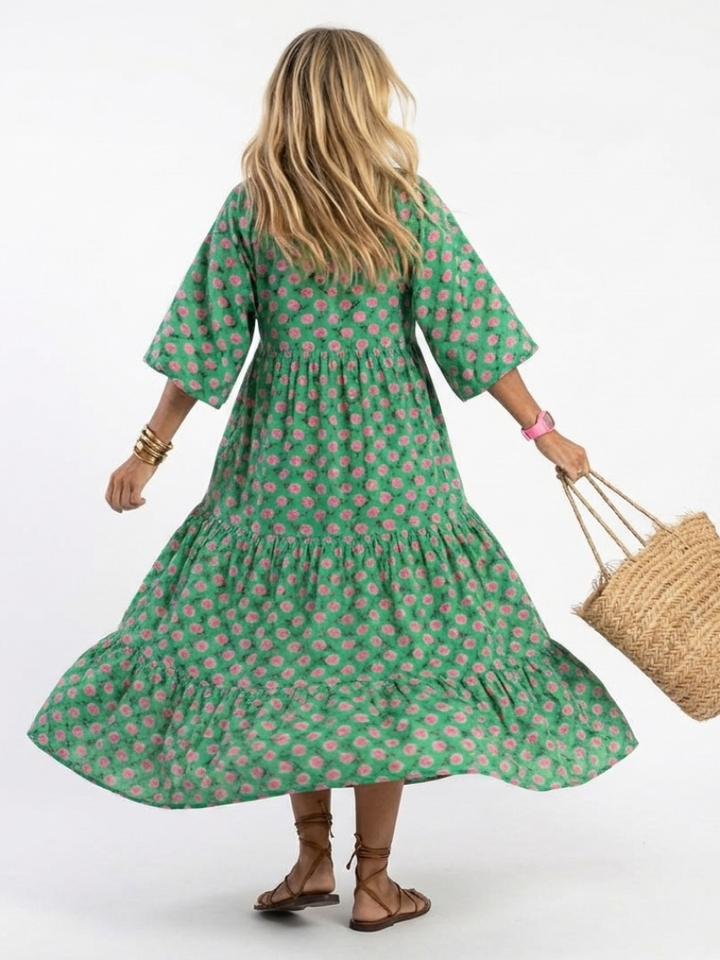 NAEL BERLIN | Geblümtes Boho-Midikleid mit Volants Camille