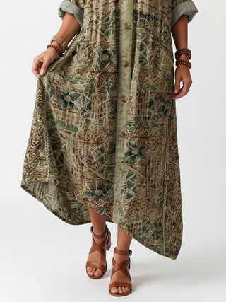 NAEL BERLIN | Boho-Midikleid mit Stickerei und Knopfleiste Monique