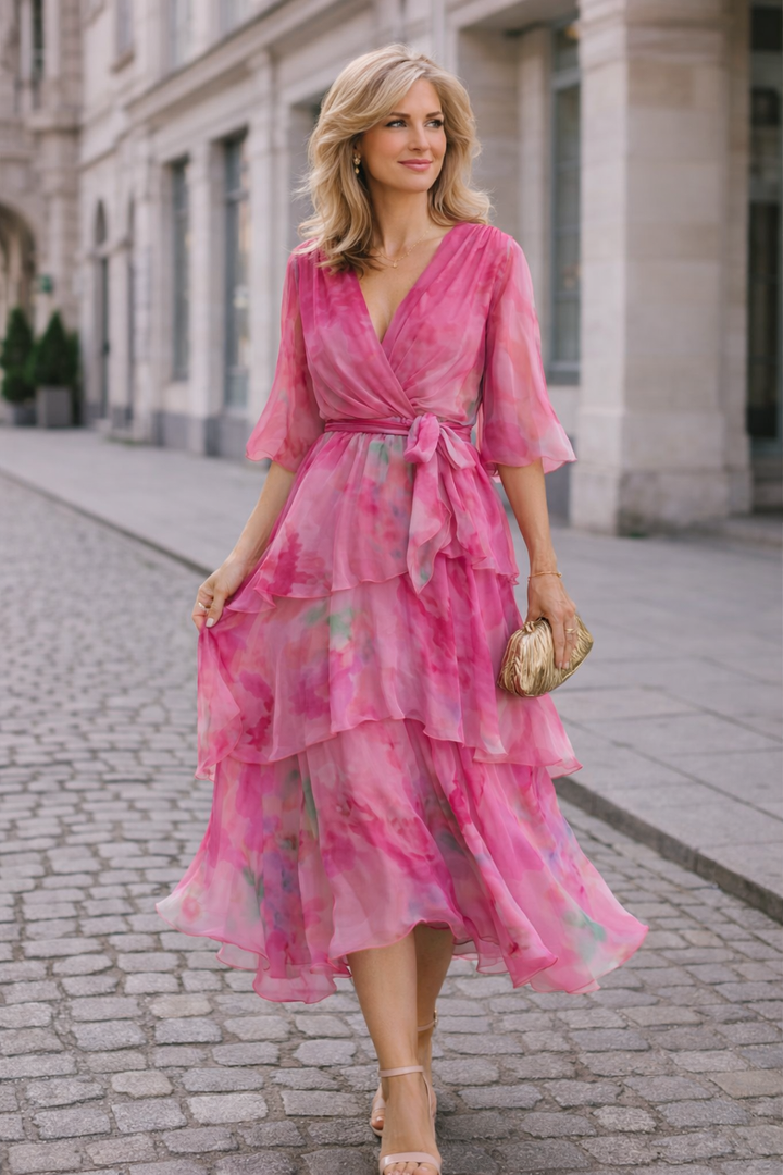 Marlene – Geblümtes Lagenkleid