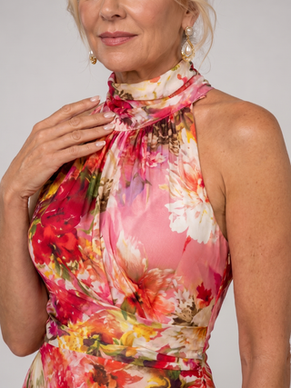 Elisabetta | Halterneck Blumenmuster Maxikleid