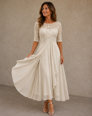 Abella – Spitzen- und Chiffonkleid