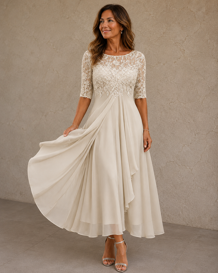 Abella – Spitzen- und Chiffonkleid