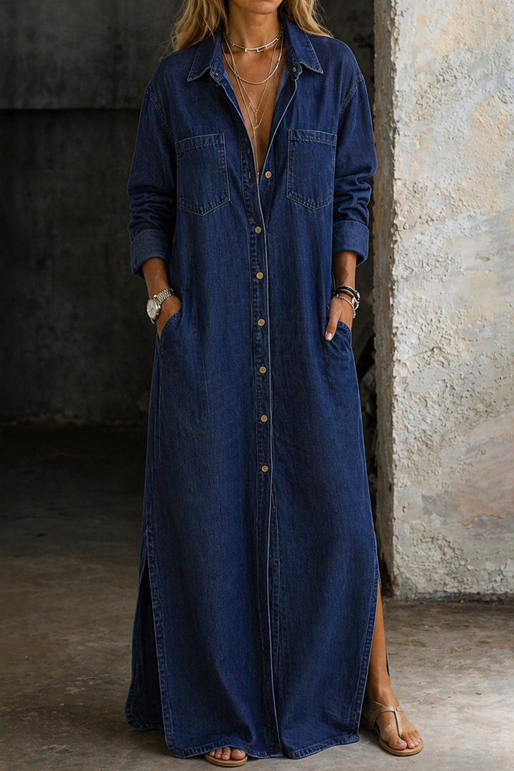 Delana | Jeanskleid mit Knopfleiste