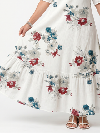 NAEL BERLIN | Geblümtes Boho-Midikleid mit Bommeln Élina
