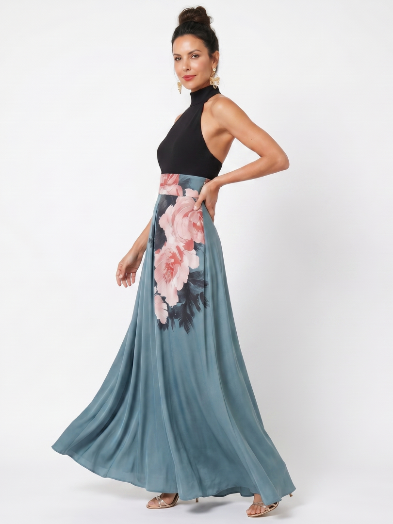 Olympas | Halter-Bodice Floral Rock Maxi-Kleid