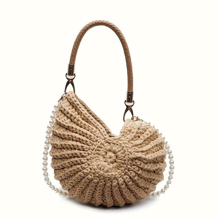Tea – Geflochtene Tote-Bag mit Kettenriemen – Kamel